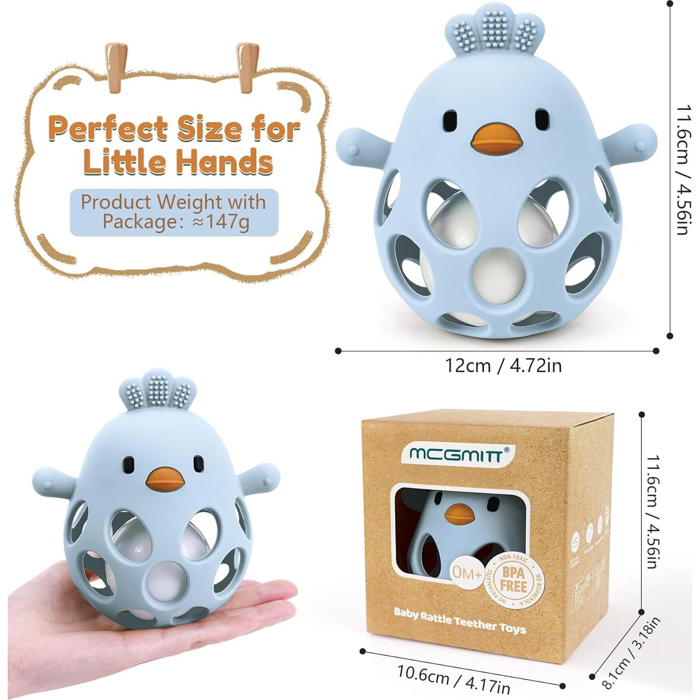 MCGMITT Mordedor de Silicona para Bebés 0-12 Meses Azul