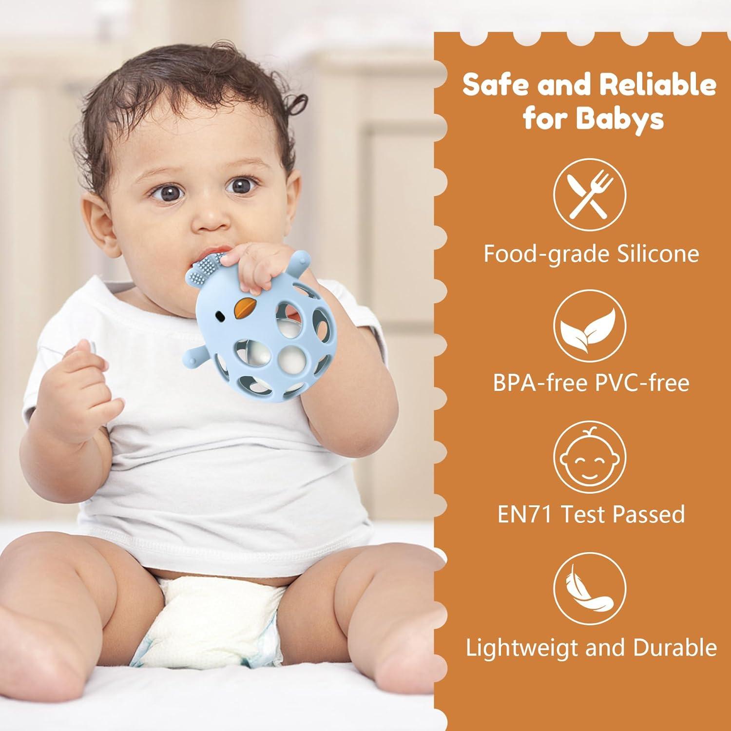 MCGMITT Mordedor de Silicona para Bebés 0-12 Meses Azul