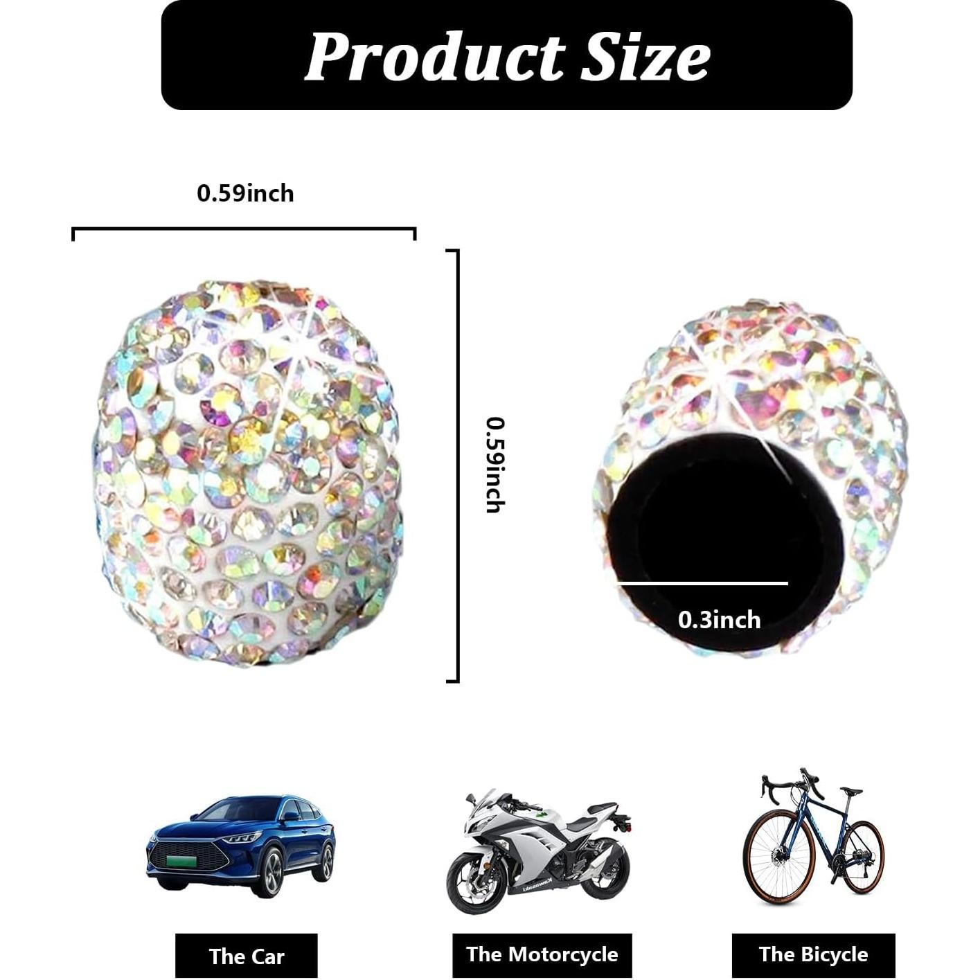 Tapas de Válvula de Neumático Kewucn Brillantes - Paquete de 4