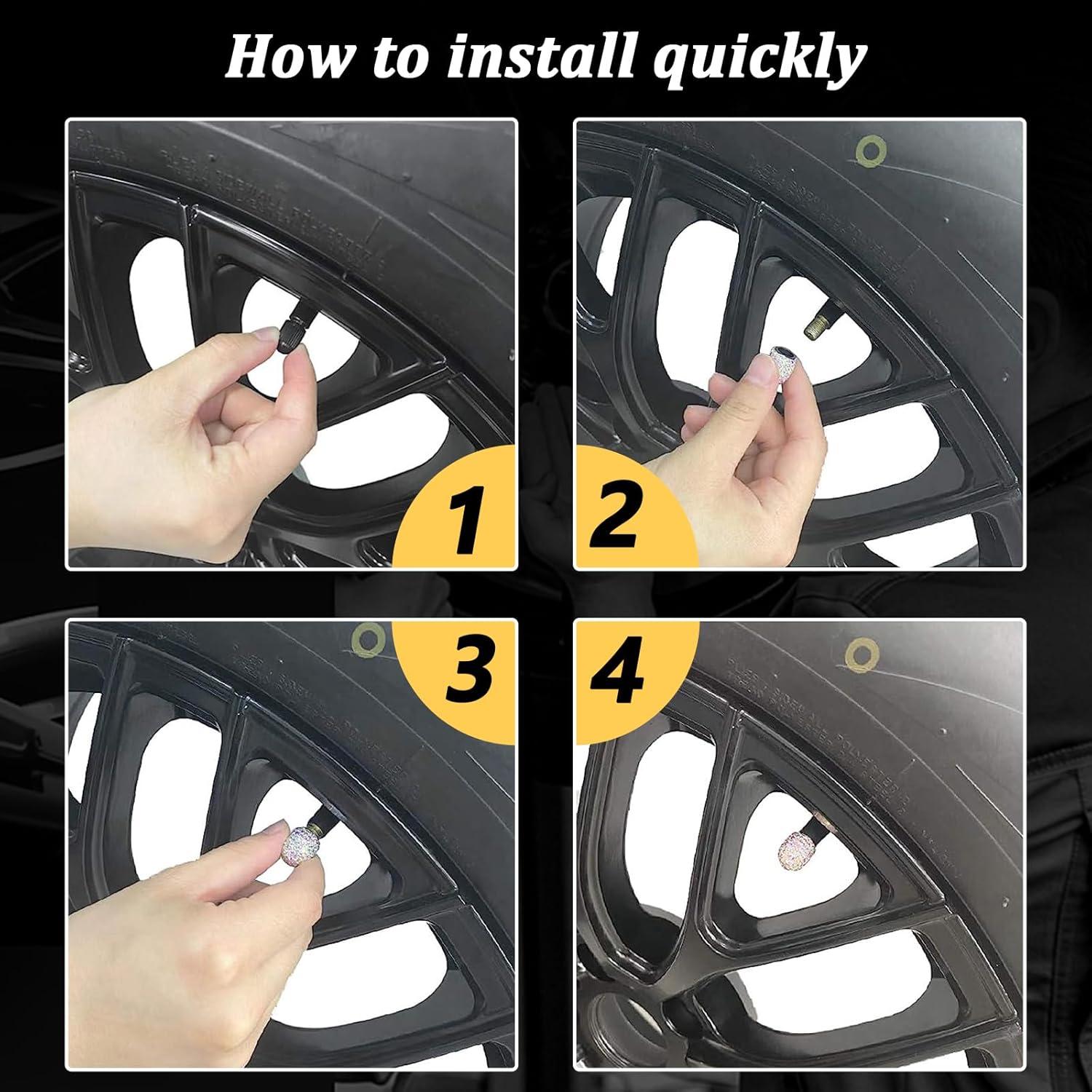 Tapas de Válvula de Neumático Kewucn Brillantes - Paquete de 4