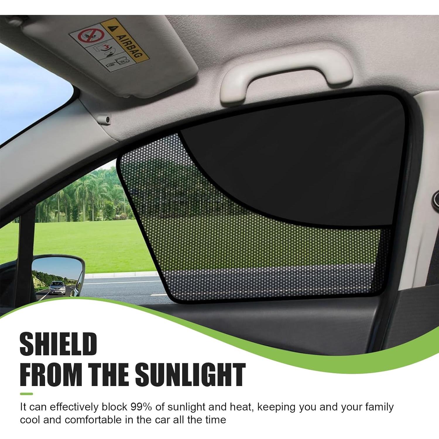 Cortinas Solares para Ventanas Laterales 2 PCS Zeathery Negro