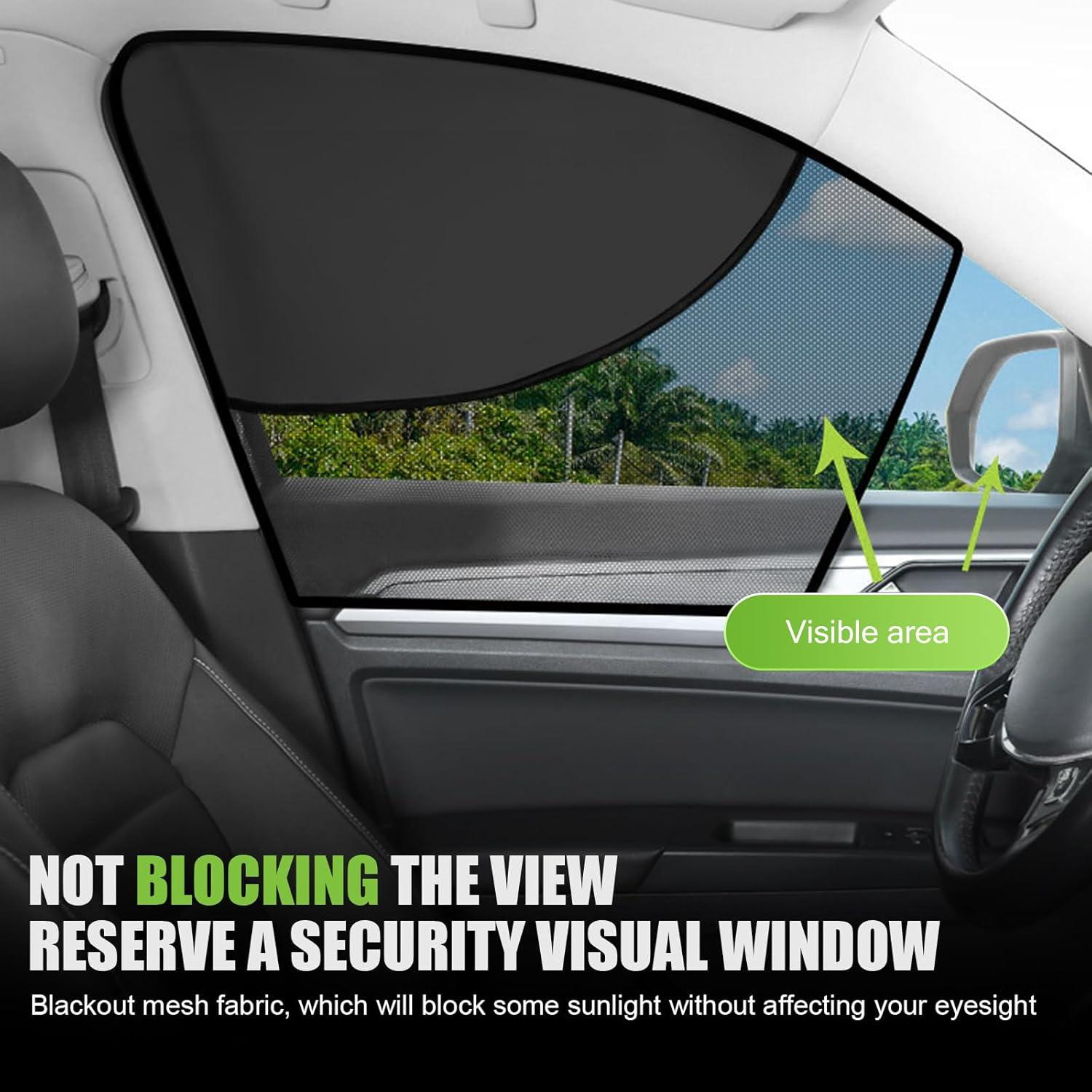 Cortinas Solares para Ventanas Laterales 2 PCS Zeathery Negro