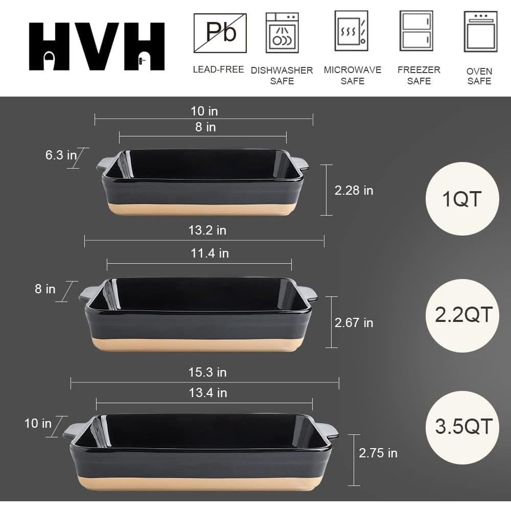 Juego de Bandejas para Hornear HVH Cerámica 3 Piezas 13x9 cm