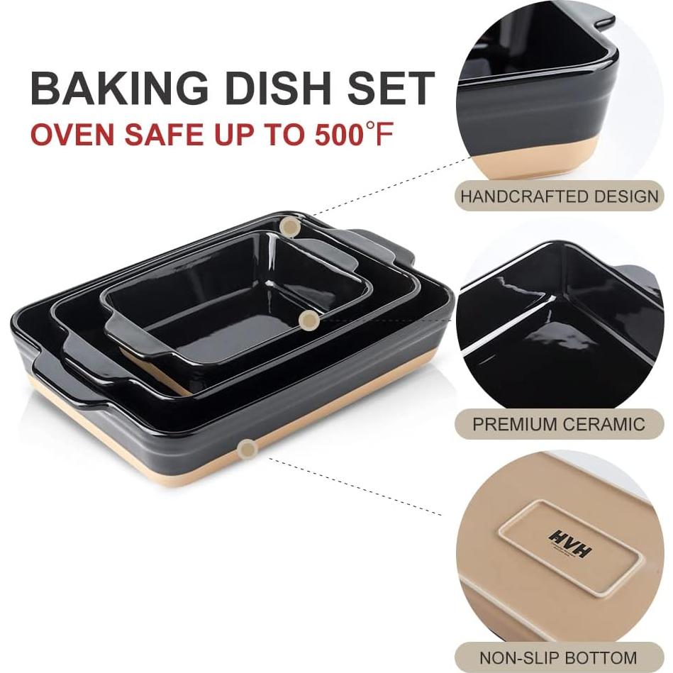 Juego de Bandejas para Hornear HVH Cerámica 3 Piezas 13x9 cm