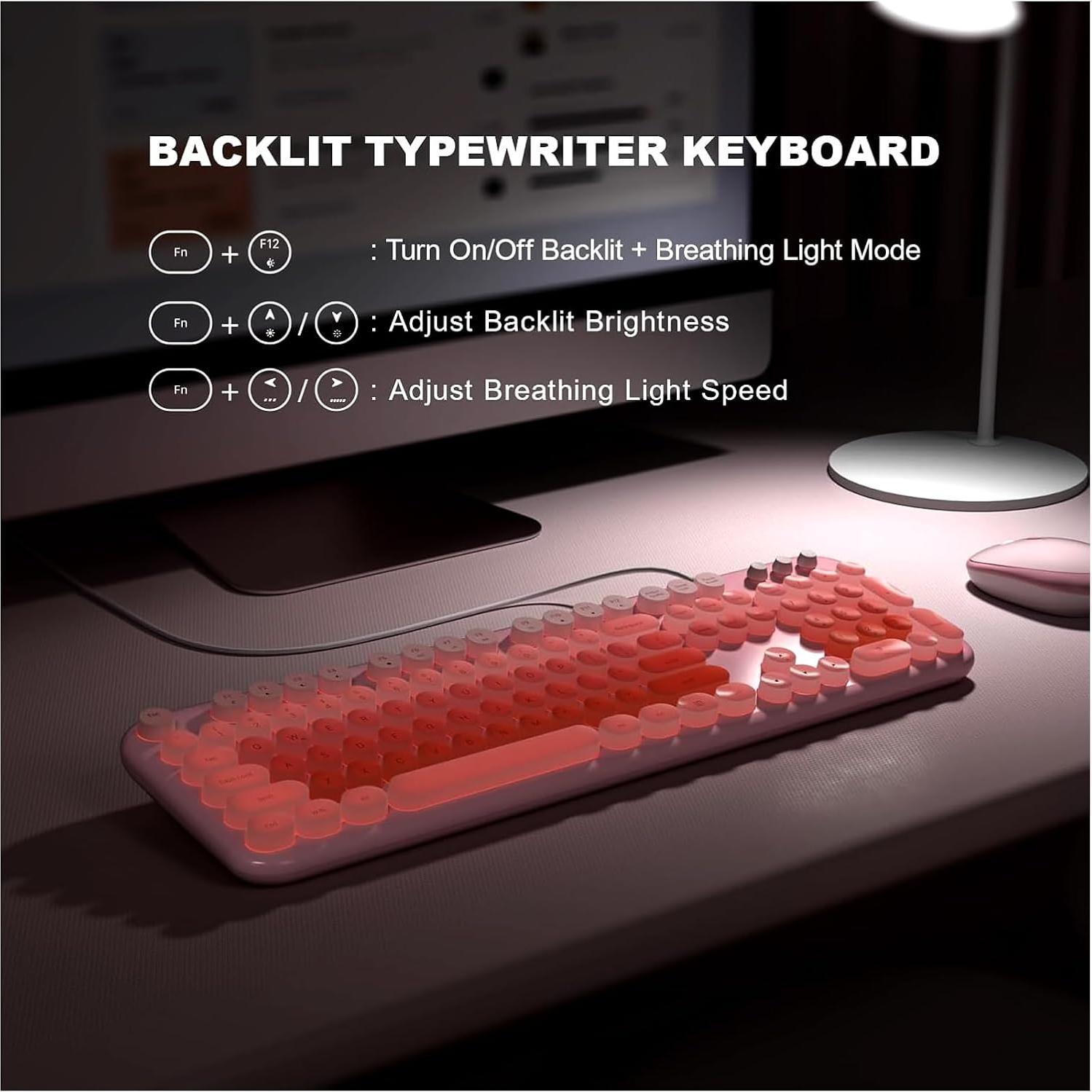 Teclado Retroiluminado MOFII Rosa Completo USB 2 Modos