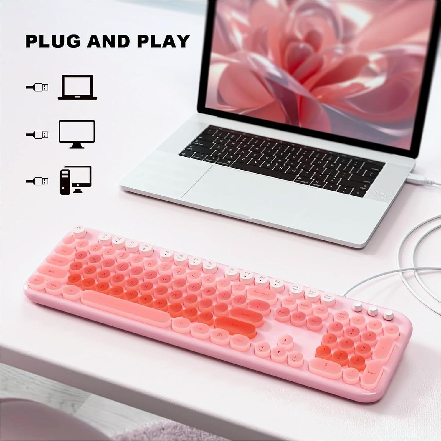 Teclado Retroiluminado MOFII Rosa Completo USB 2 Modos