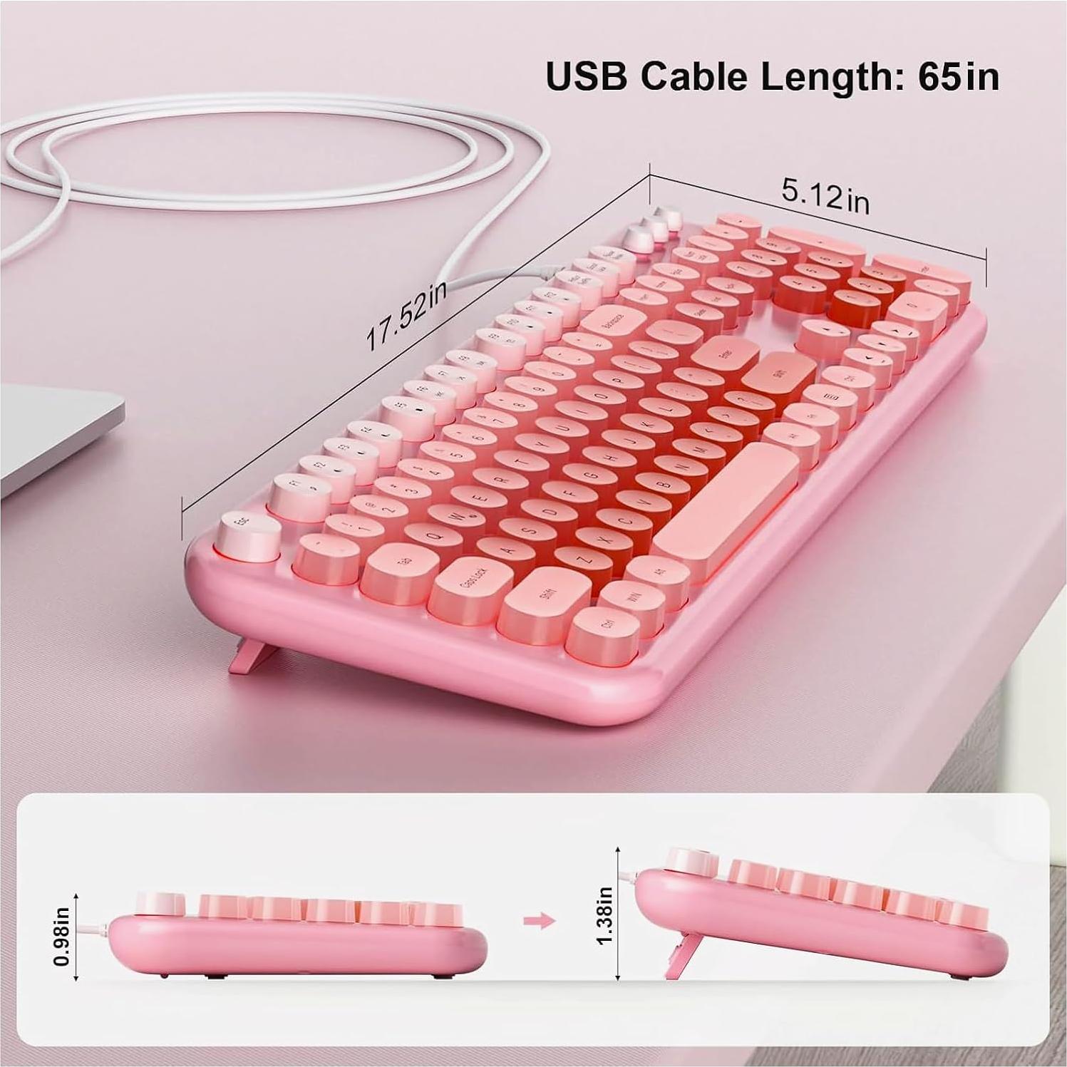 Teclado Retroiluminado MOFII Rosa Completo USB 2 Modos