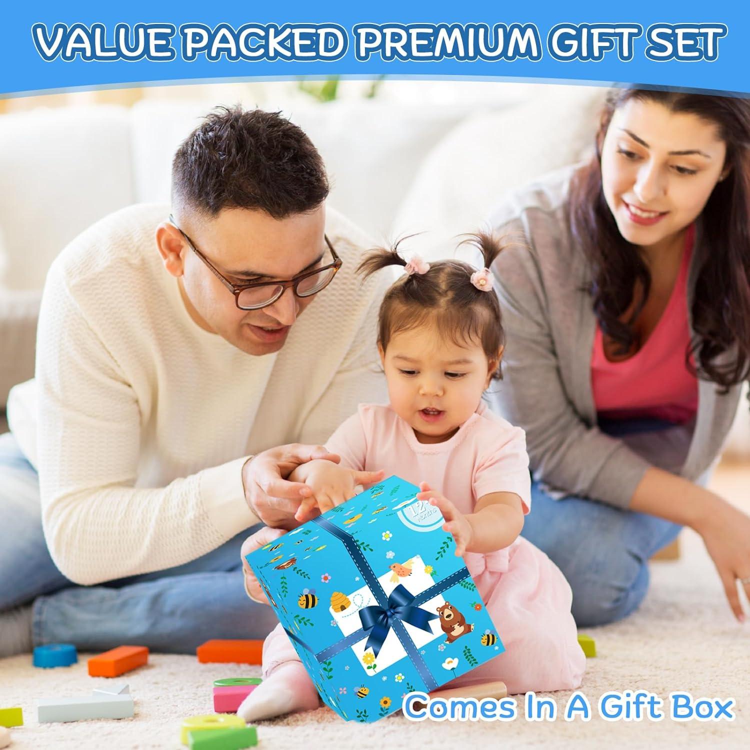 Cubo de Actividad de Madera KMTJT Azul para Niños 1-3 Años