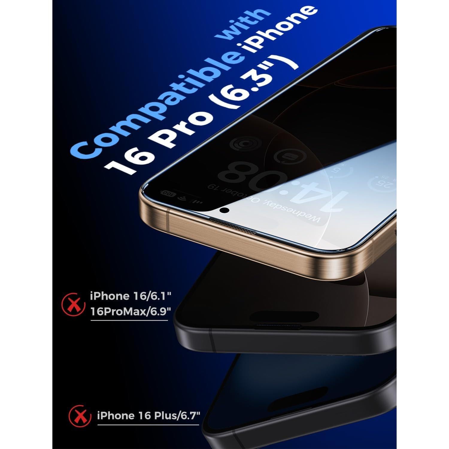 Protector de Pantalla Vidrio Templado MAGIC JOHN iPhone 16 Pro 6.3" Privado