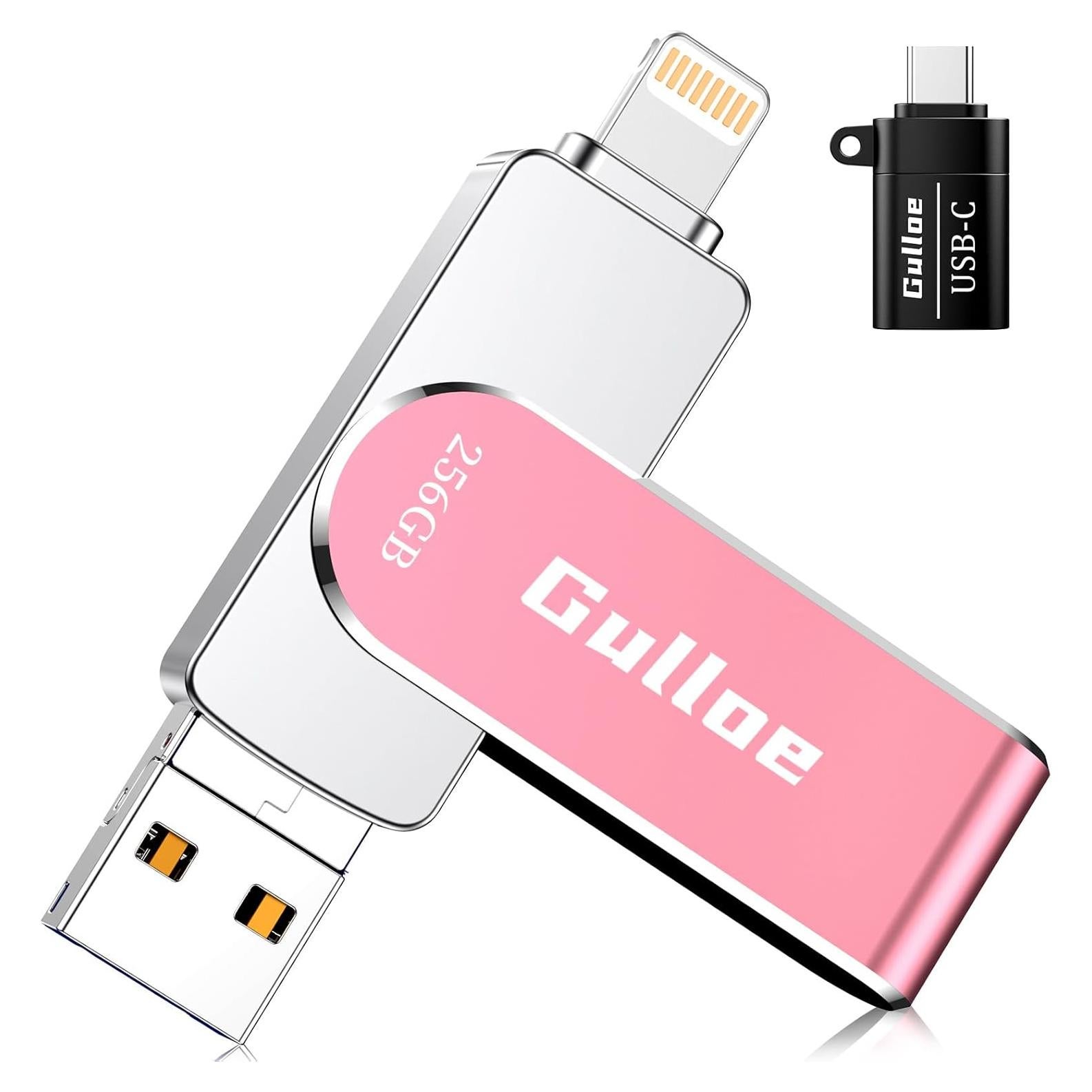Gulloe 256GB USB Flash Drive Rosa para iPhone y iPad