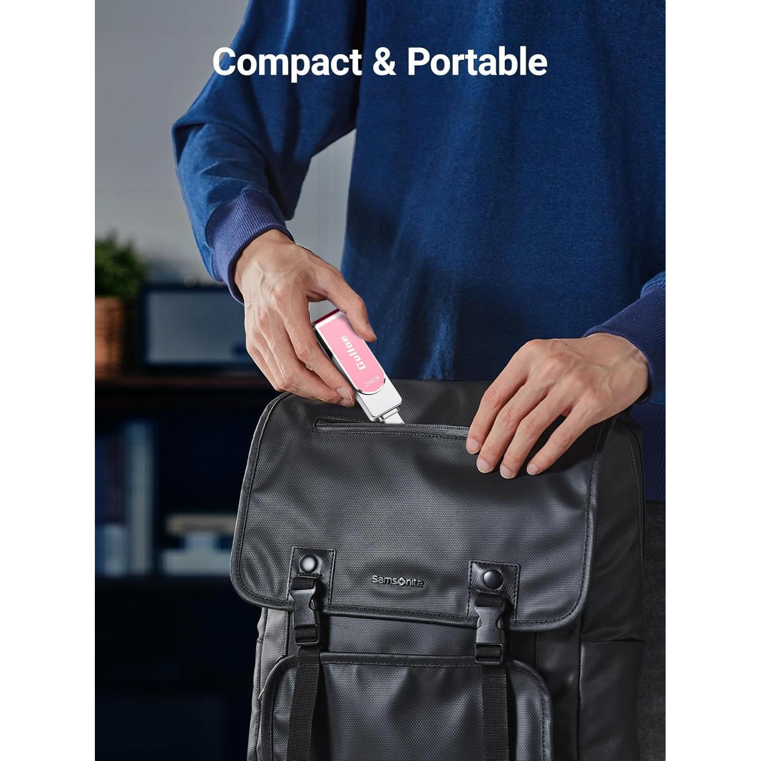 Gulloe 256GB USB Flash Drive Rosa para iPhone y iPad