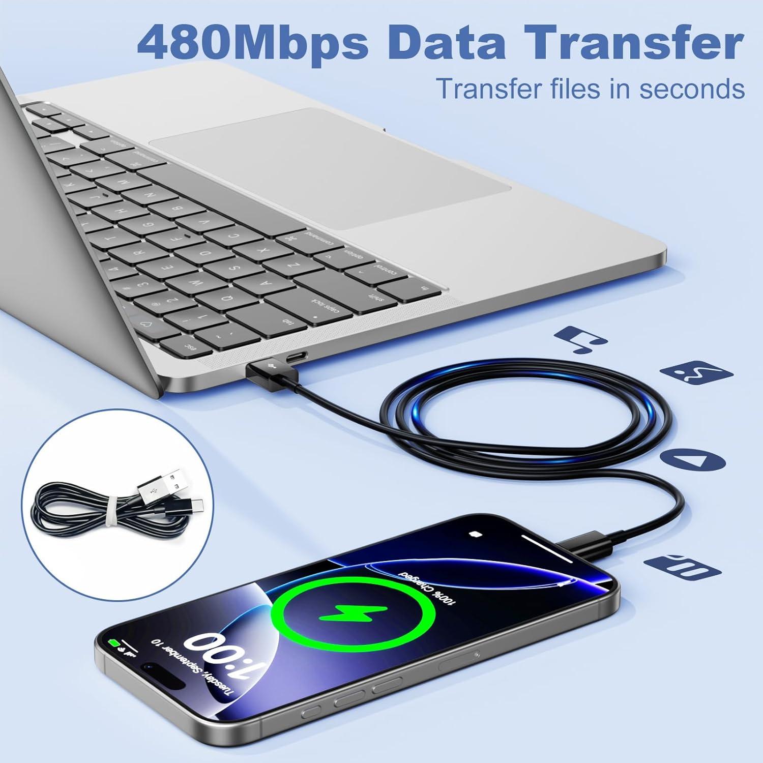 Cable USB A a USB C 3FT Uiiavs para iPhone 15/16, Carga Rápida