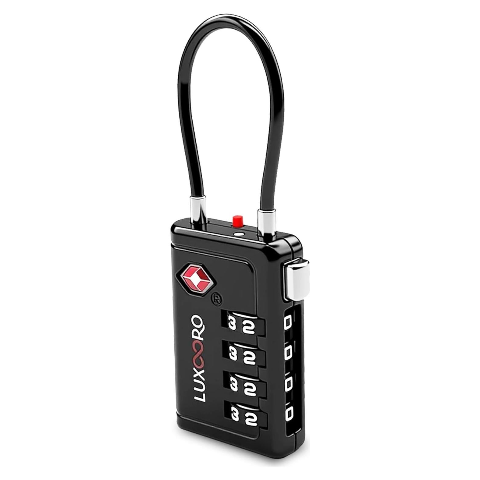 Candado de Equipaje LUXOORO TSA Combinación 4 Dígitos Negro