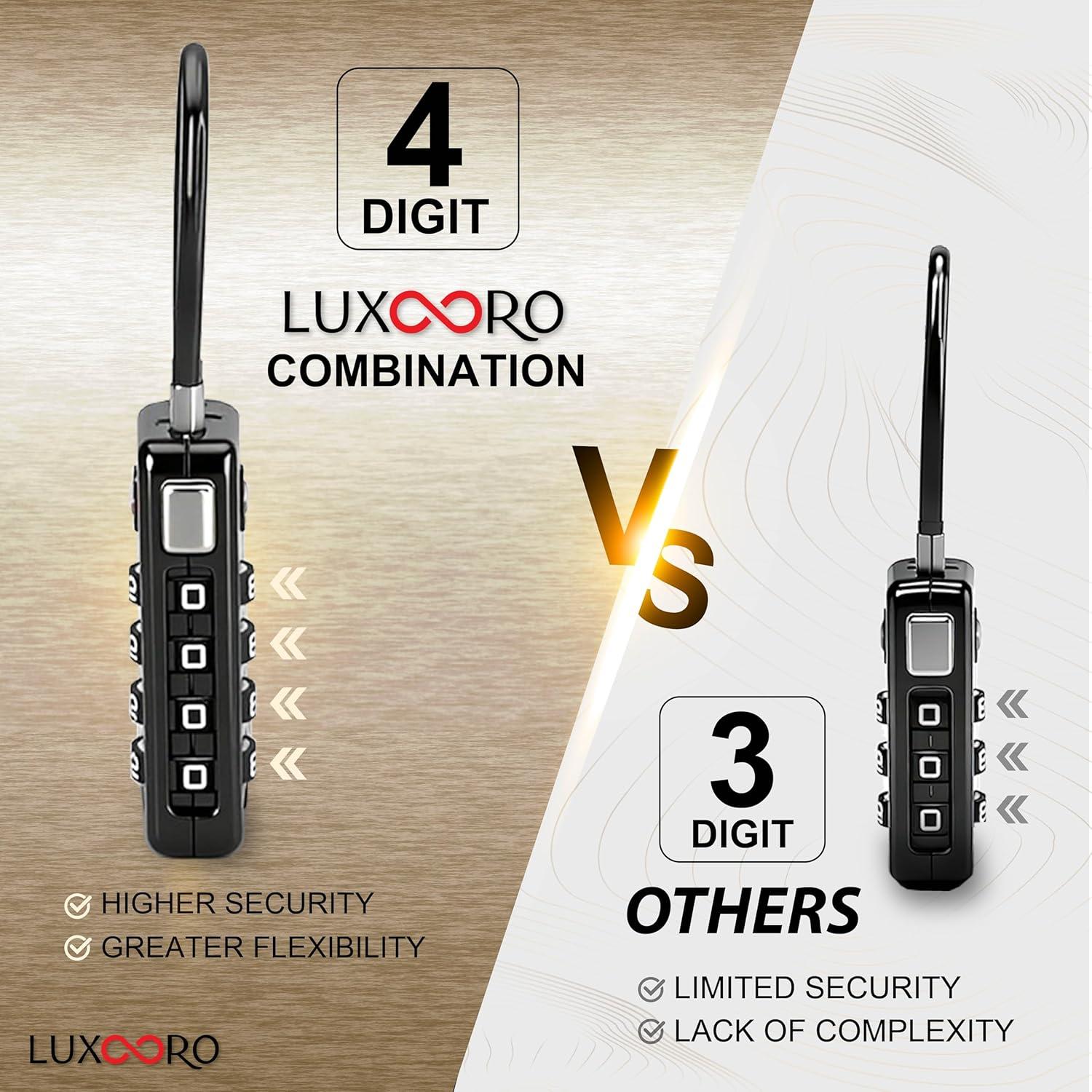 Candado de Equipaje LUXOORO TSA Combinación 4 Dígitos Negro