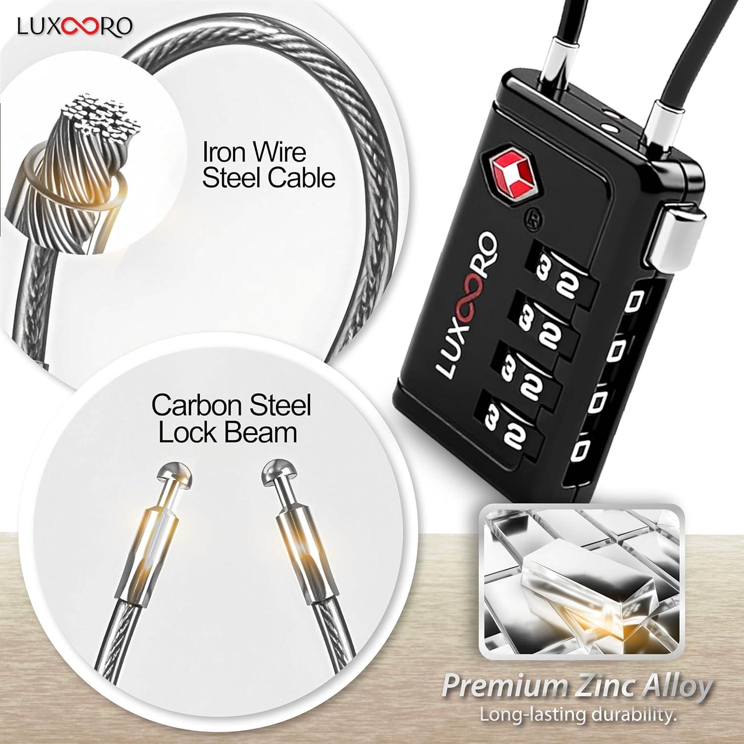 Candado de Equipaje LUXOORO TSA Combinación 4 Dígitos Negro