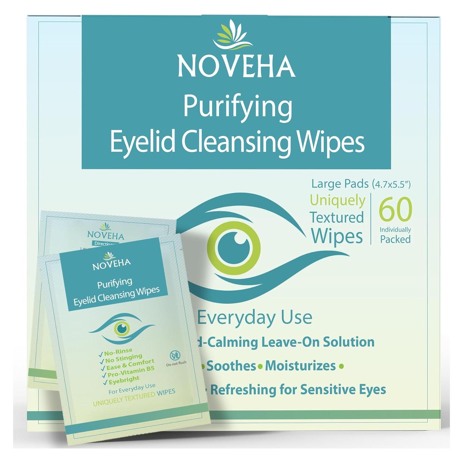 Toallitas Limpiadoras para Párpados NOVEHA - 60 Unidades Hipoalergénicas