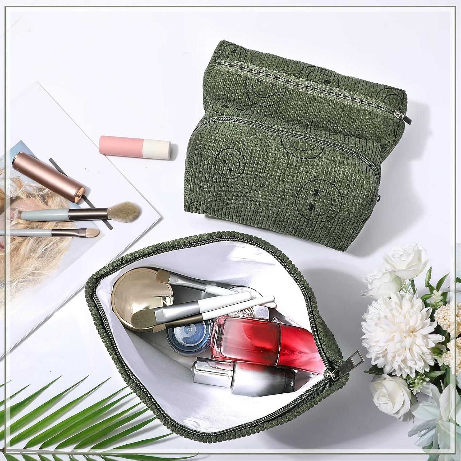 Juego de 3 Bolsas de Maquillaje Huhumy Verde Militar Corduroy
