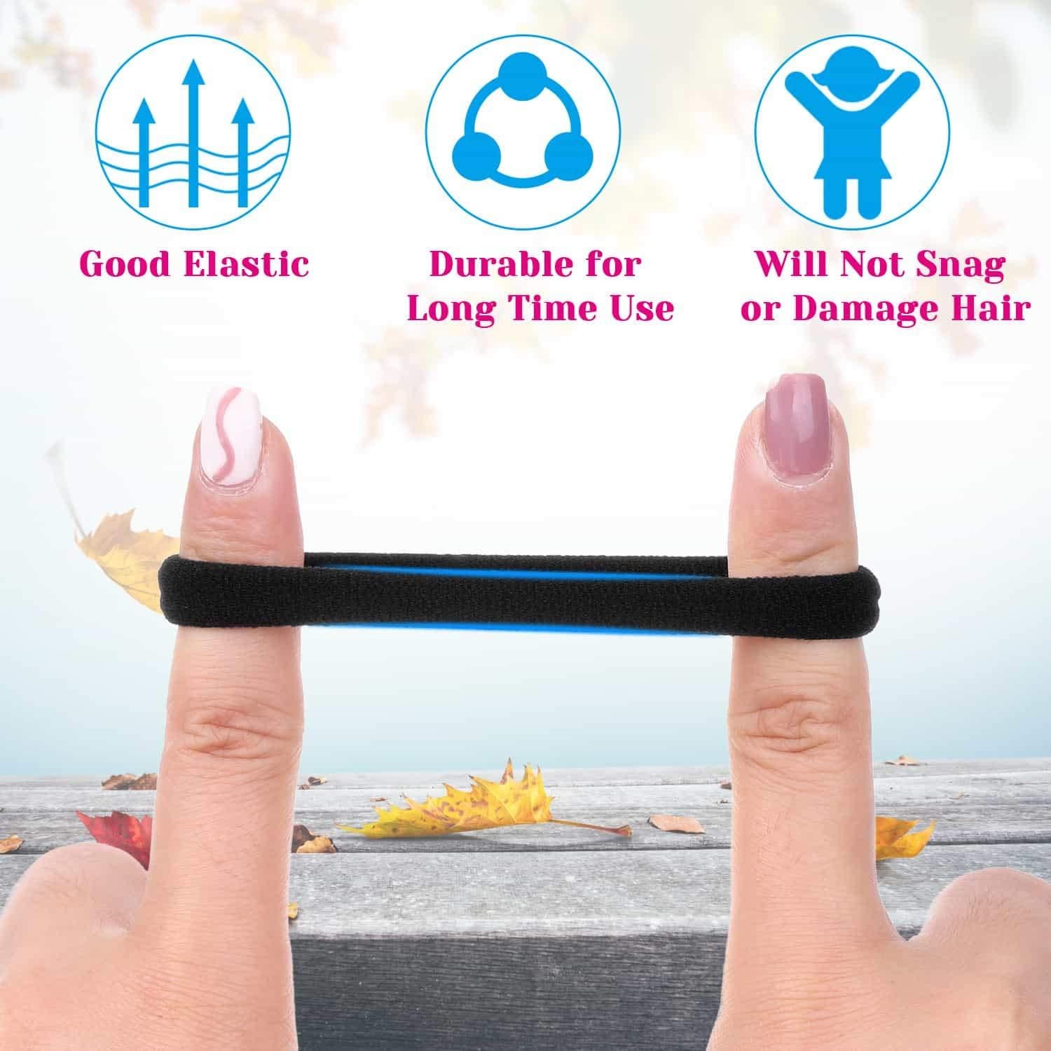 Anezus 50 Gomas para el Cabello Negras Gruesas 5cm