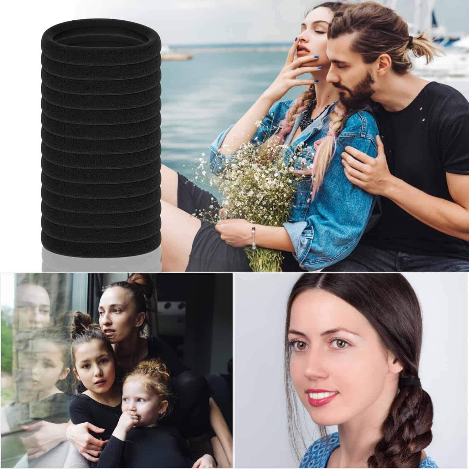 Anezus 50 Gomas para el Cabello Negras Gruesas 5cm