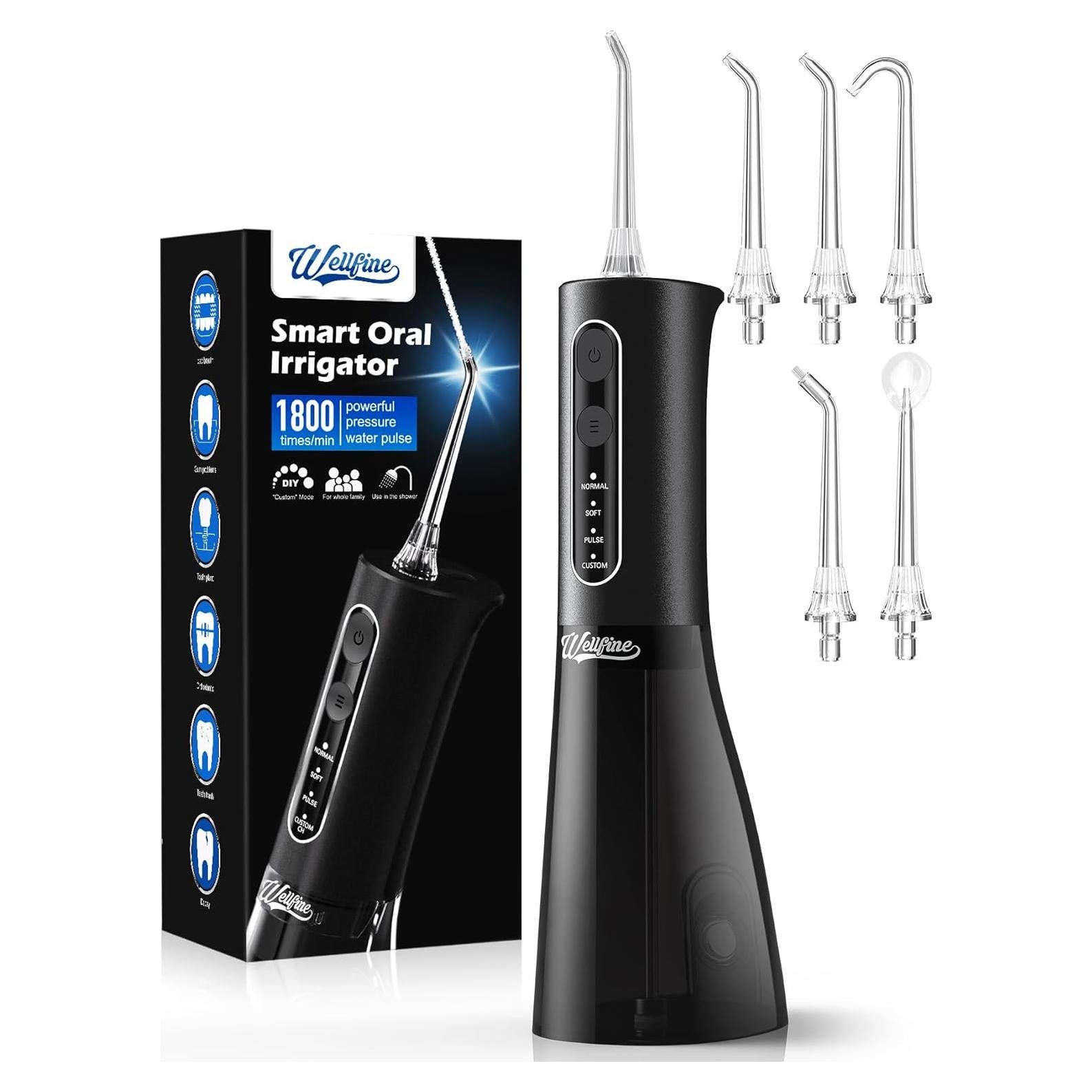 Irrigador Dental Inalámbrico WELLFINE F5030B 300ML 4 Modos IPX7