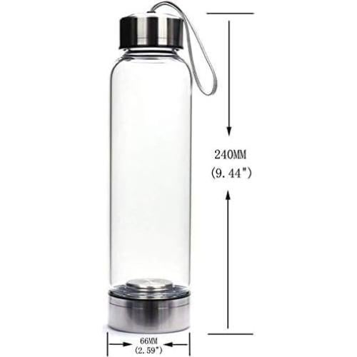 Botella de Agua de Cristal SAOI 500ml con Amatista - Vidrio y Acero Inoxidable