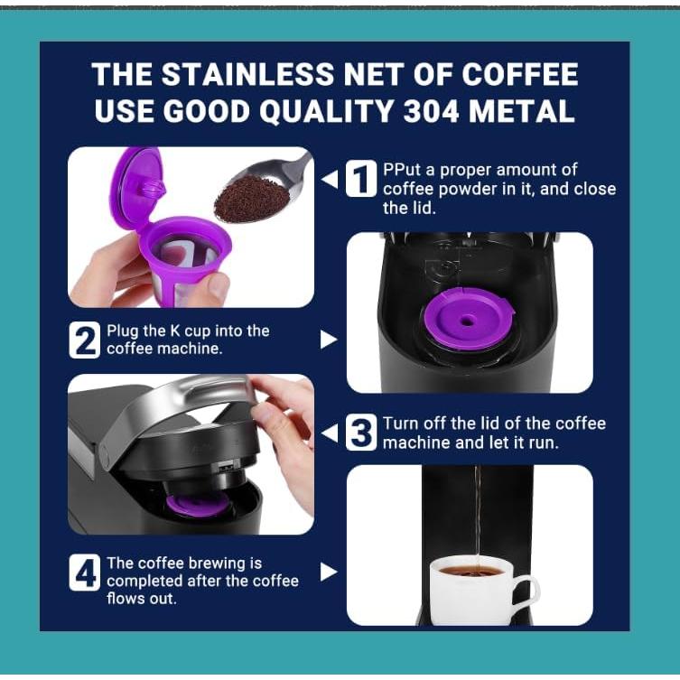 Filtros de café reutilizables Sanyedou para Keurig 1.0 y 2.0 - 4 unidades