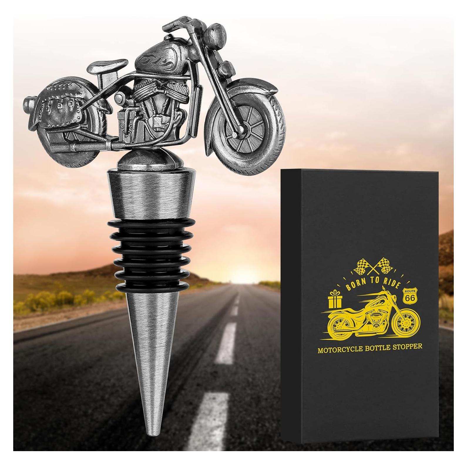 Tapon de Vino Motocicleta LKKCHER Plata Oscura con Caja