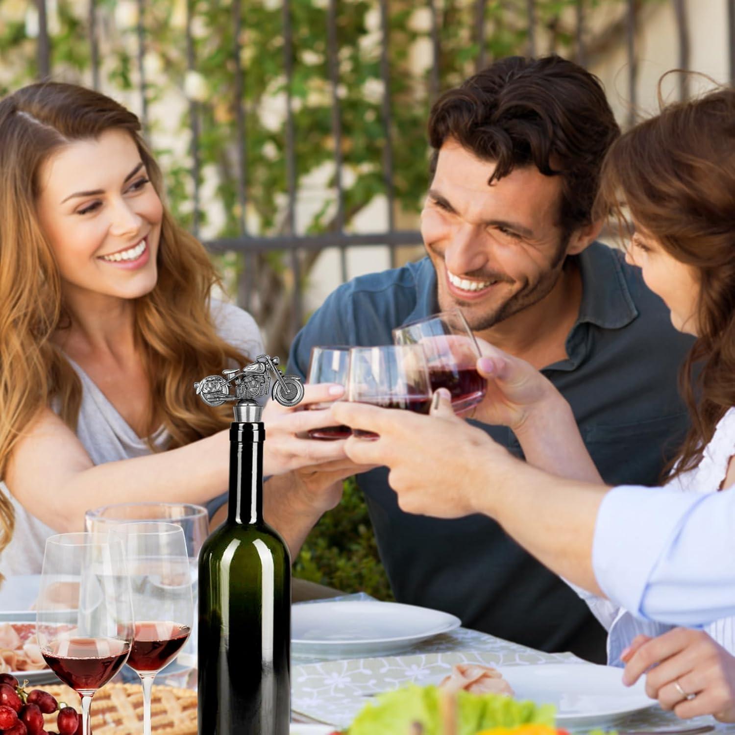 Tapon de Vino Motocicleta LKKCHER Plata Oscura con Caja