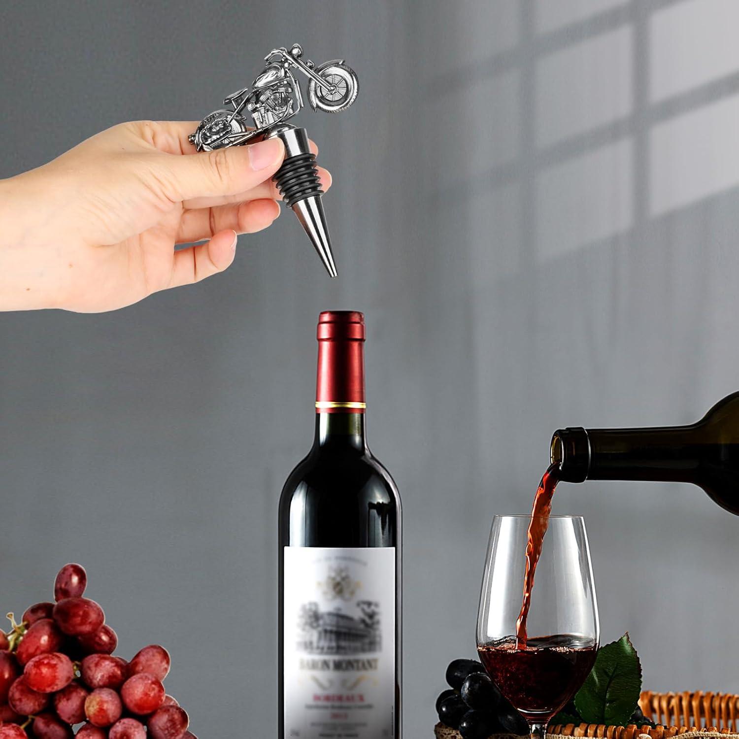 Tapon de Vino Motocicleta LKKCHER Plata Oscura con Caja