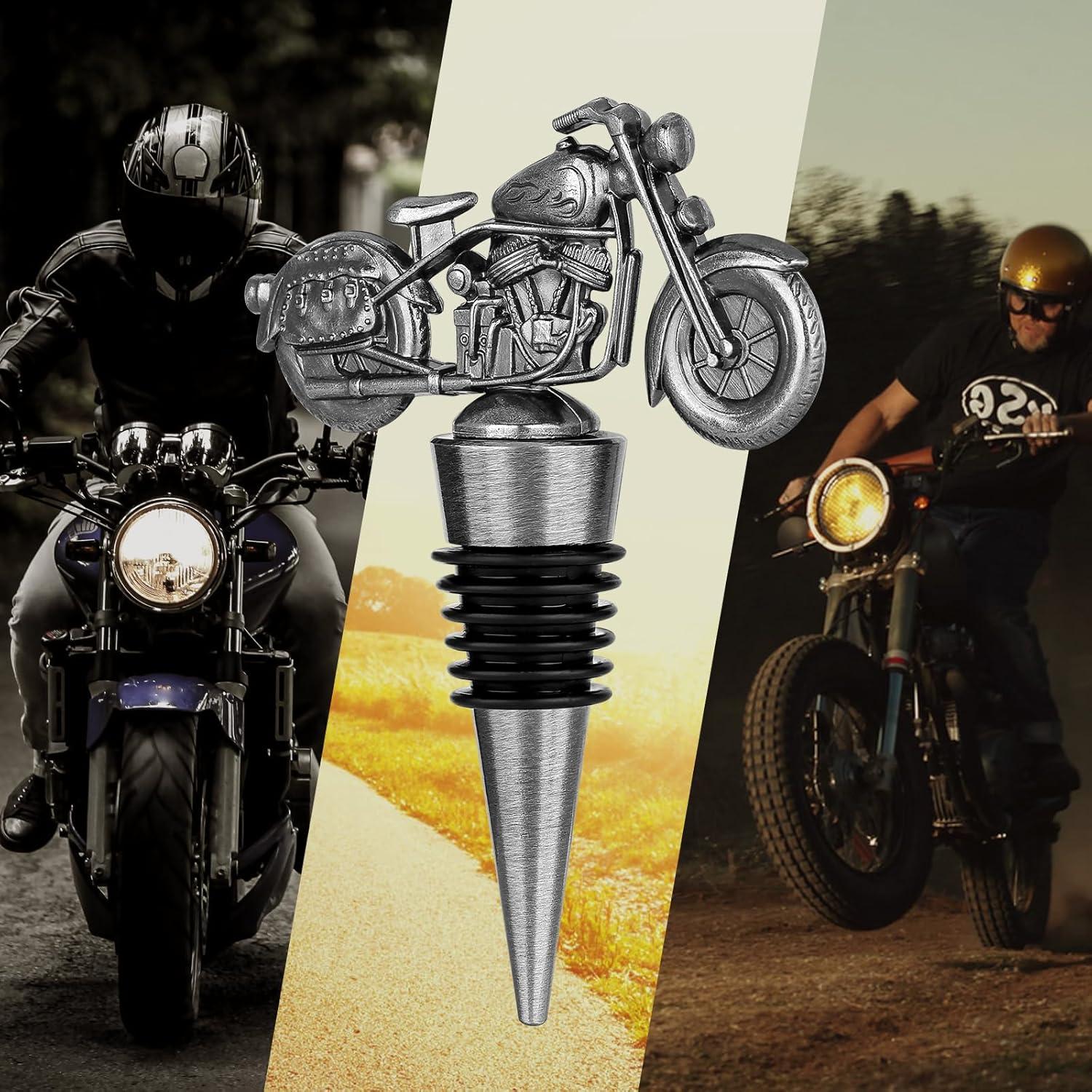 Tapon de Vino Motocicleta LKKCHER Plata Oscura con Caja