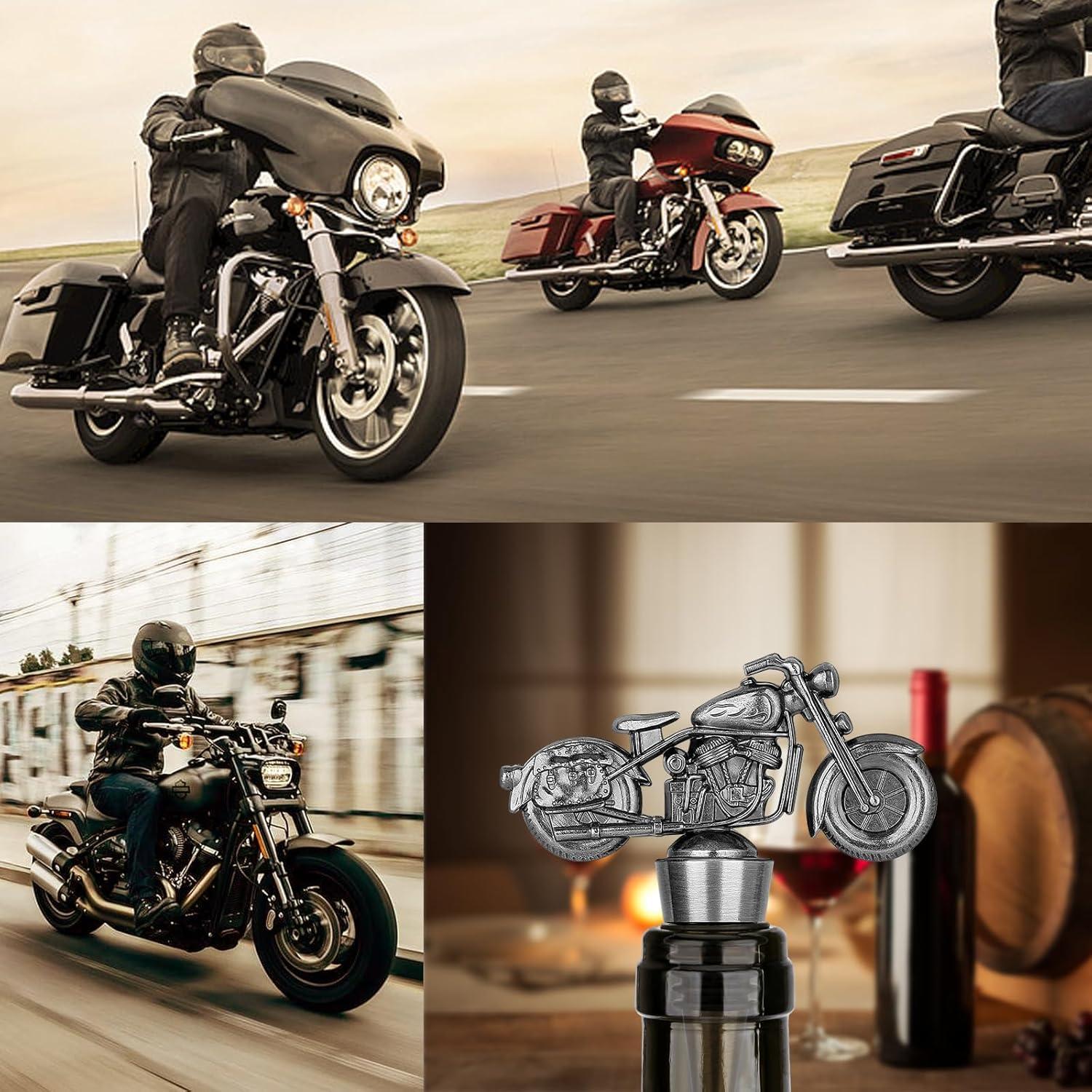 Tapon de Vino Motocicleta LKKCHER Plata Oscura con Caja