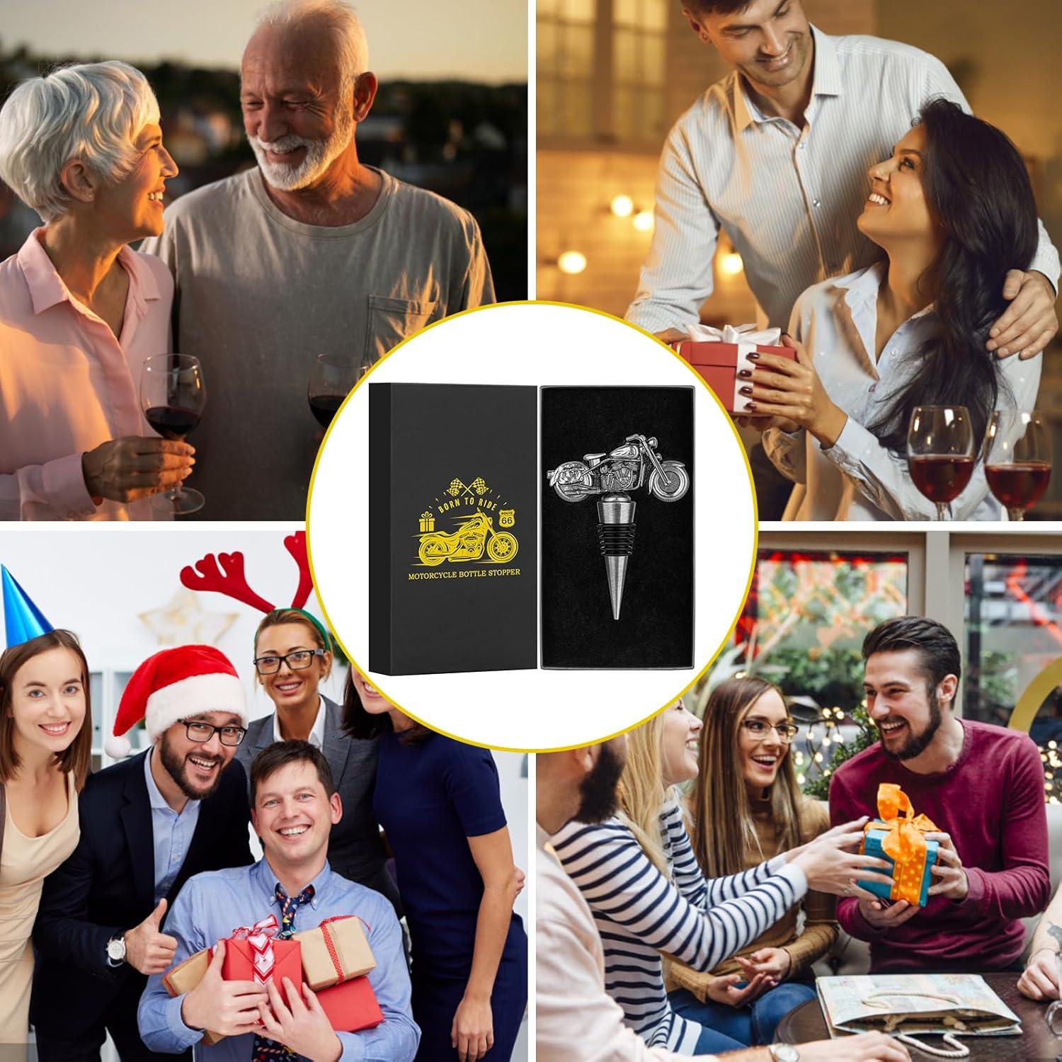 Tapon de Vino Motocicleta LKKCHER Plata Oscura con Caja