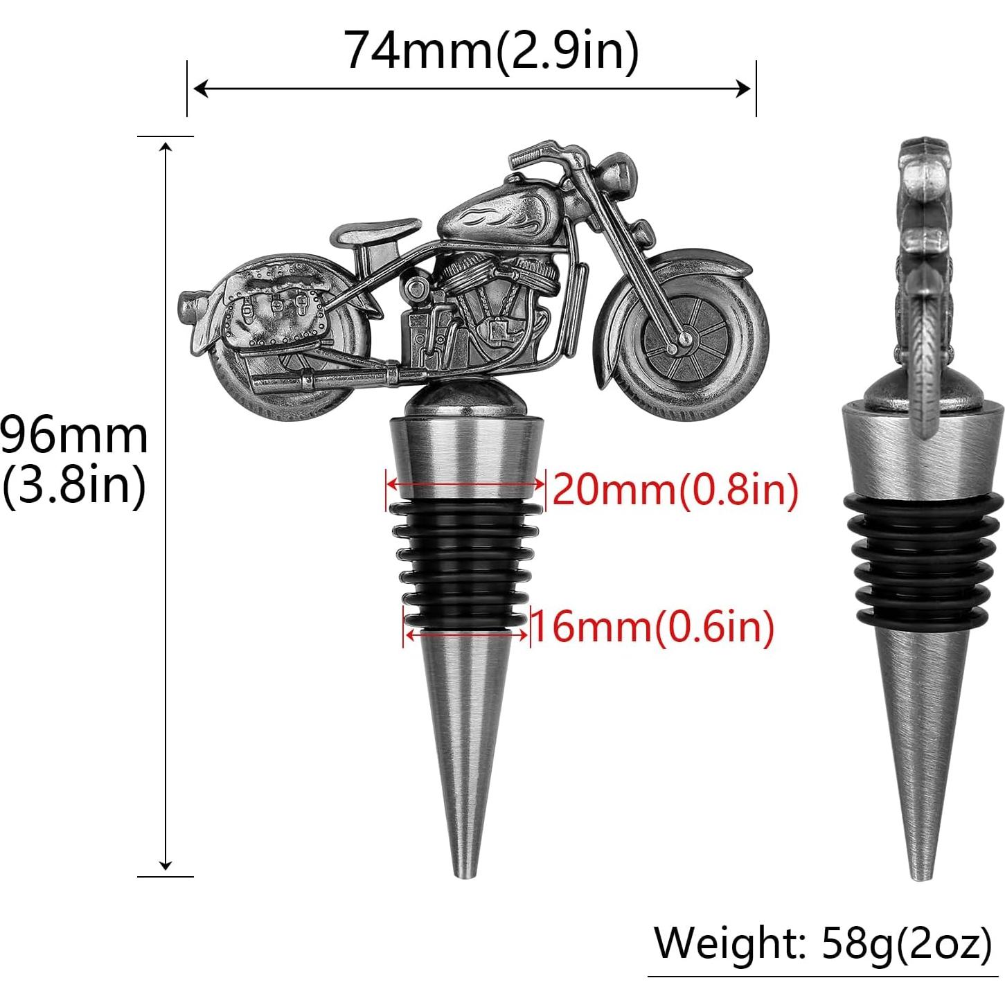 Tapon de Vino Motocicleta LKKCHER Plata Oscura con Caja