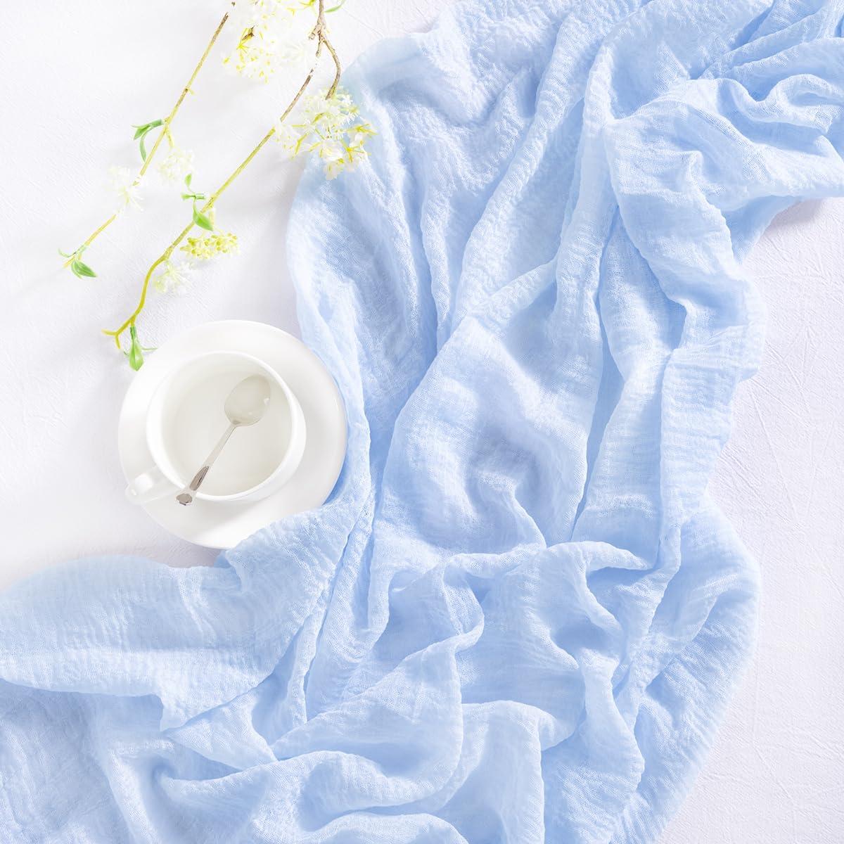 Caminito de Mesa de Gasa Boho DeZerlor 88.9x304.8 cm Azul Bebé