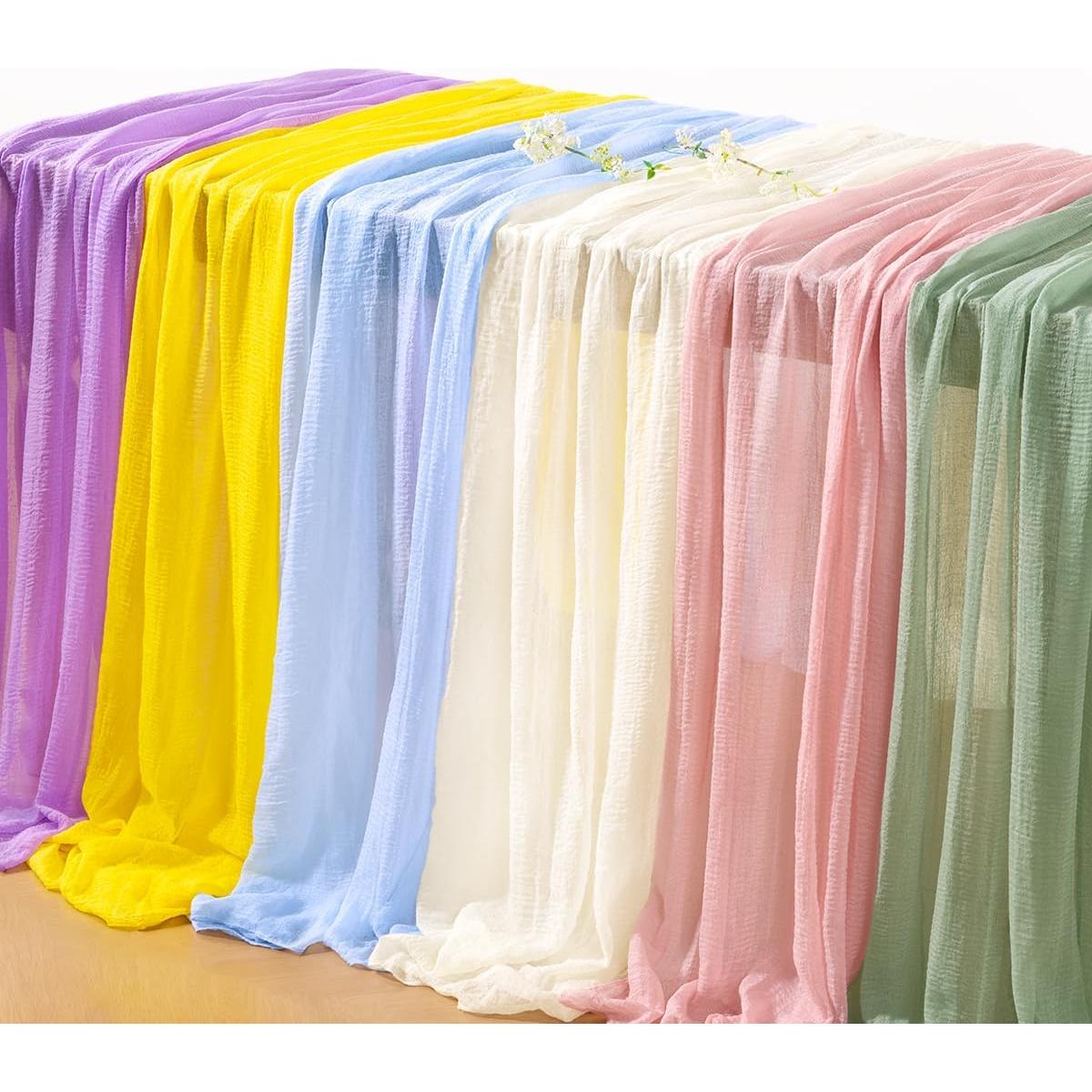 Caminito de Mesa de Gasa Boho DeZerlor 88.9x304.8 cm Azul Bebé