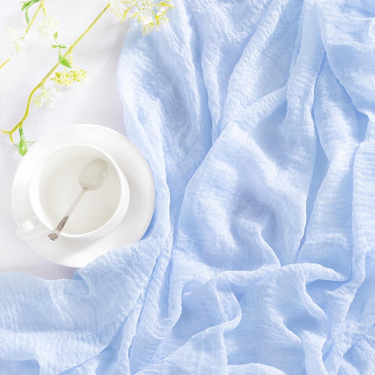 Caminito de Mesa de Gasa Boho DeZerlor 88.9x304.8 cm Azul Bebé