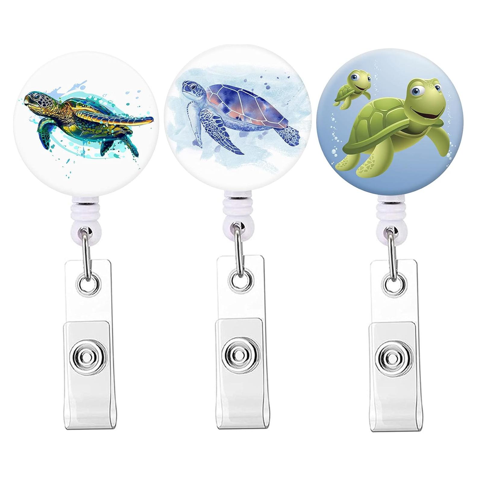 Carrete de Identificación Retráctil BOTRINUO 3Pack Tortuga Linda