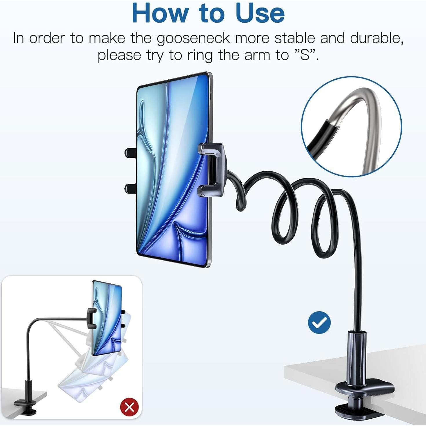 Soporte para Tableta Uniwt X053 Flexible 30 cm Compatible iPad