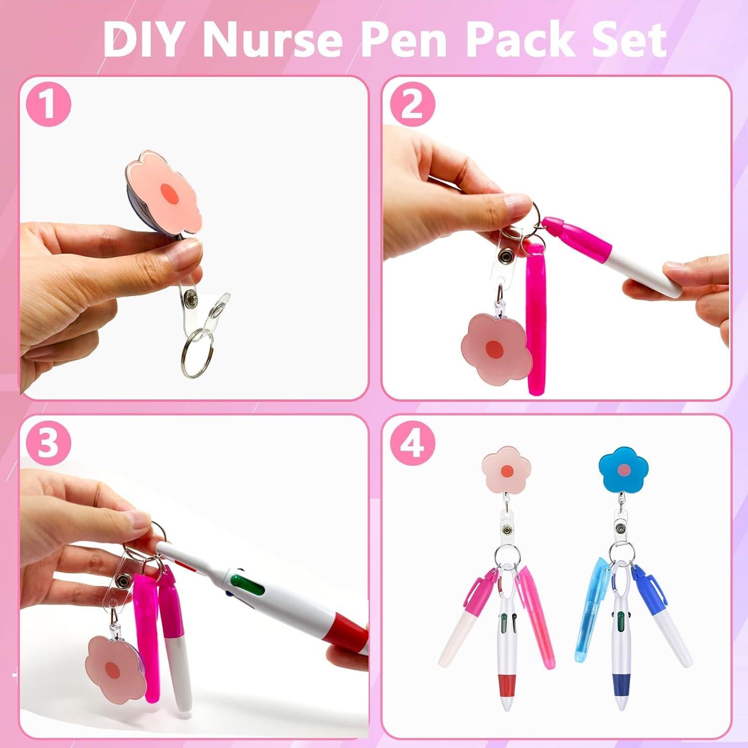 Juego de Accesorios para Enfermera Uaimvie - 2 Bolígrafos, Clips y Marcadores