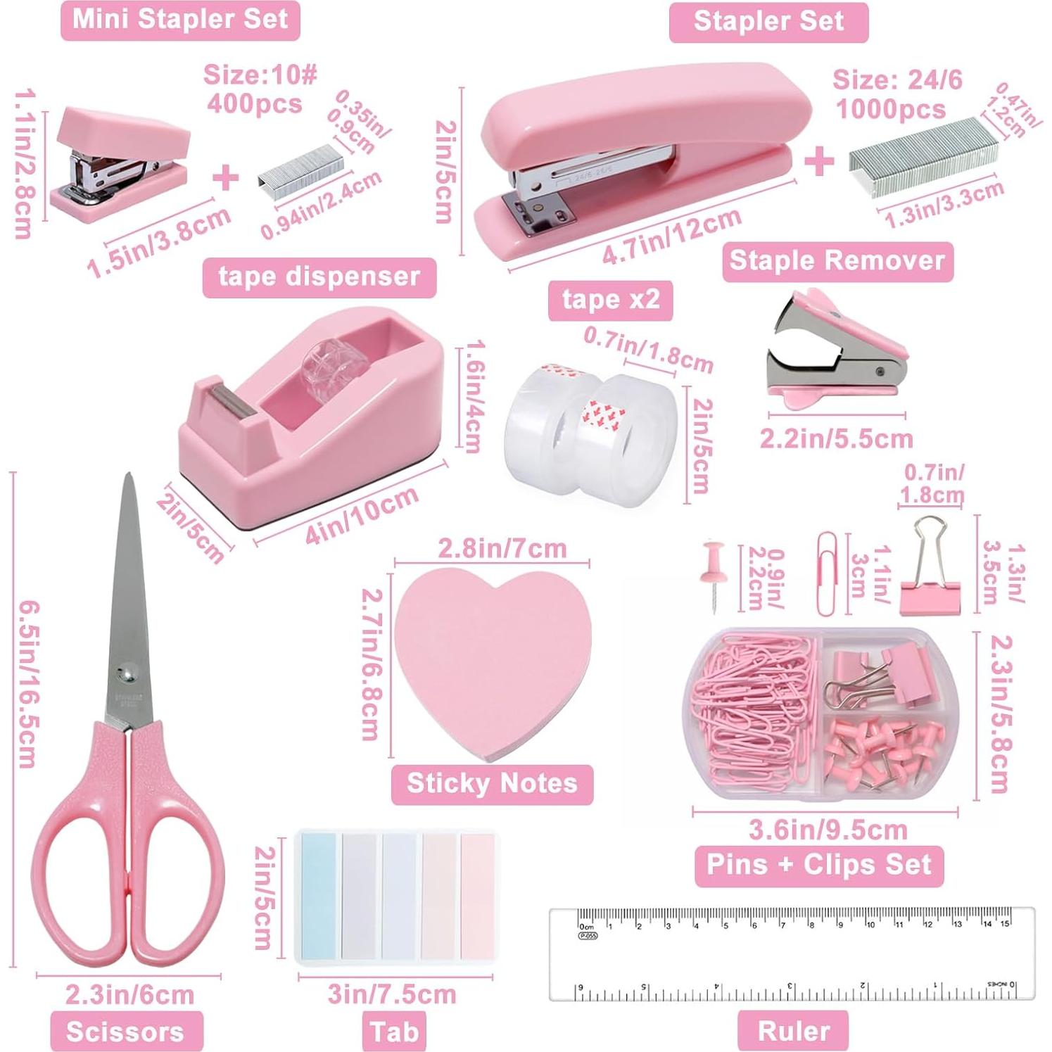 Juego de Papelería Rosa LunaBeam 11 Piezas para Oficina