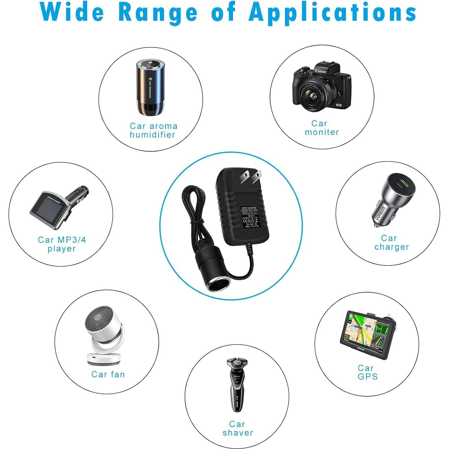 Adaptador de CA a CC 12V 1A 12W inShareplus para Coche