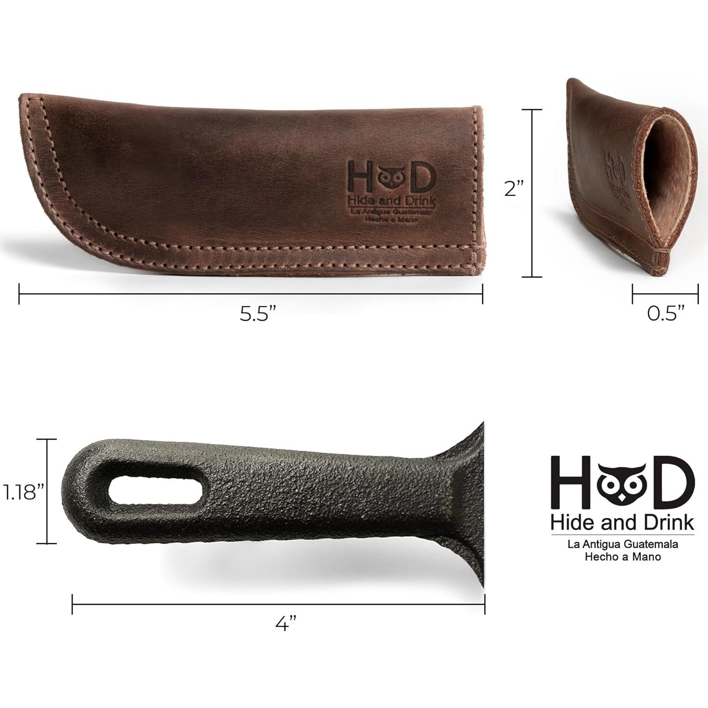 Protector de Mango de Cuero Hide & Drink Marrón Bourbon 13.97 cm