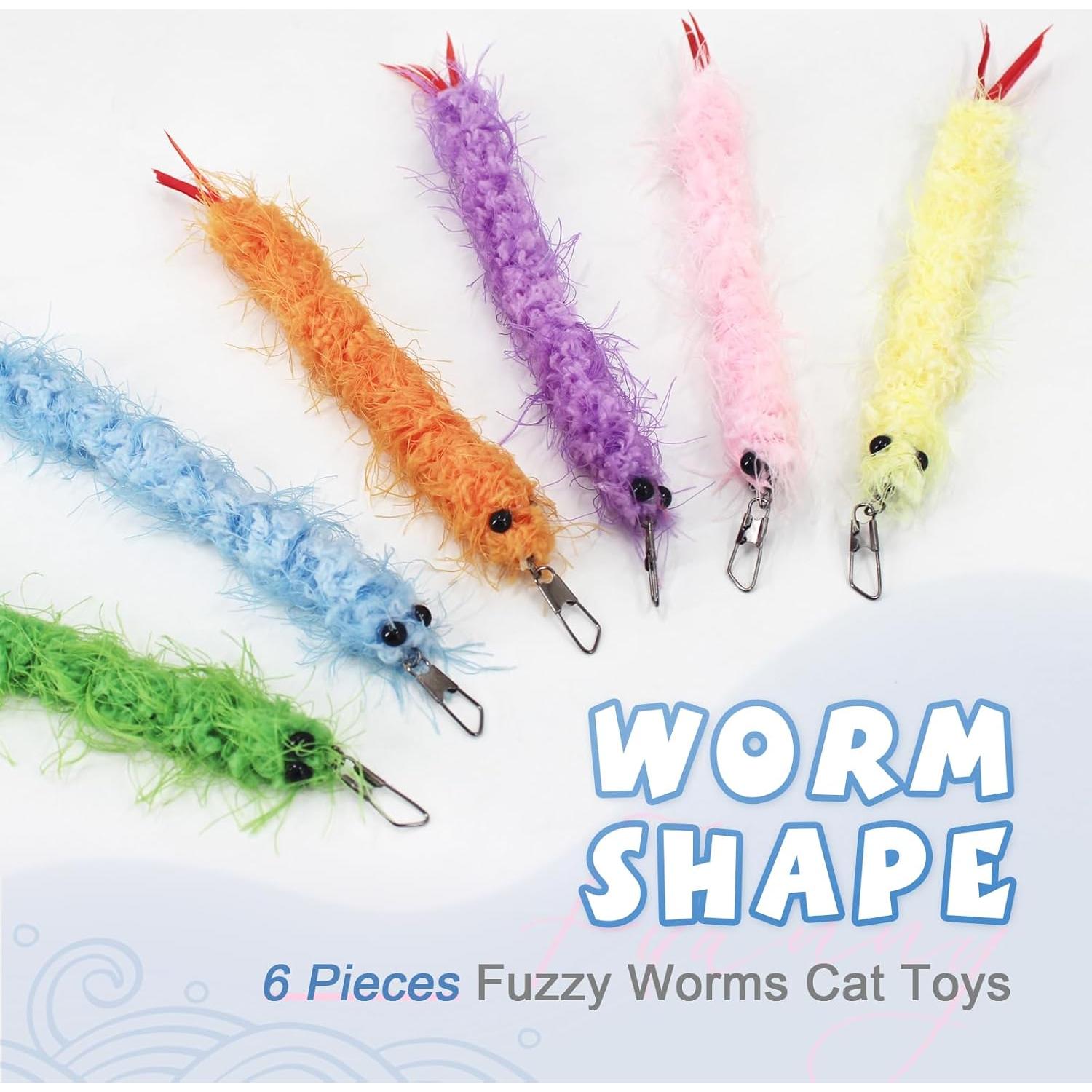 Juguete Interactivo para Gatos SONGWAY - Varita Retráctil y 6 Gusanos