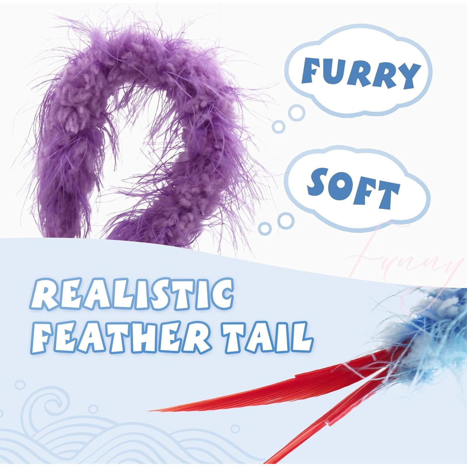 Juguete Interactivo para Gatos SONGWAY - Varita Retráctil y 6 Gusanos