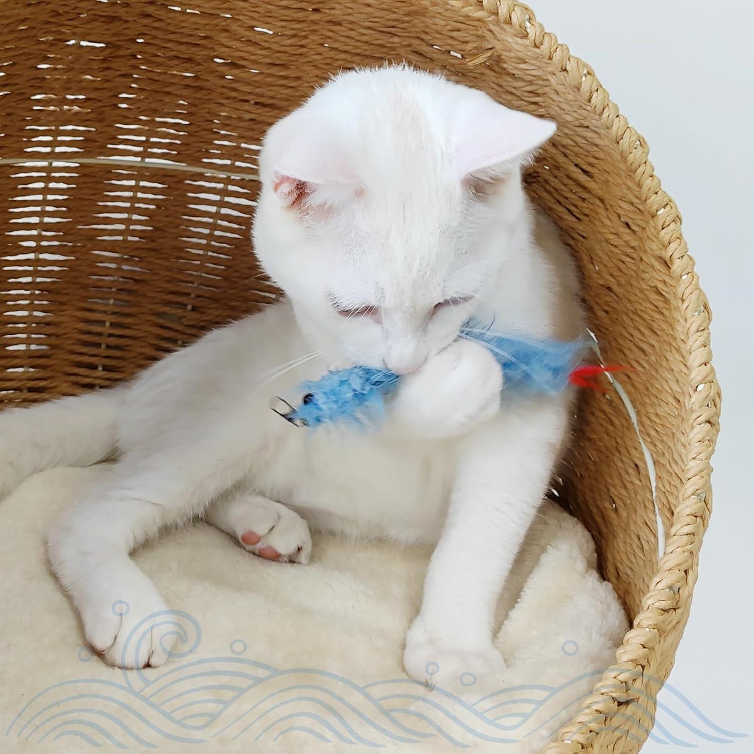 Juguete Interactivo para Gatos SONGWAY - Varita Retráctil y 6 Gusanos