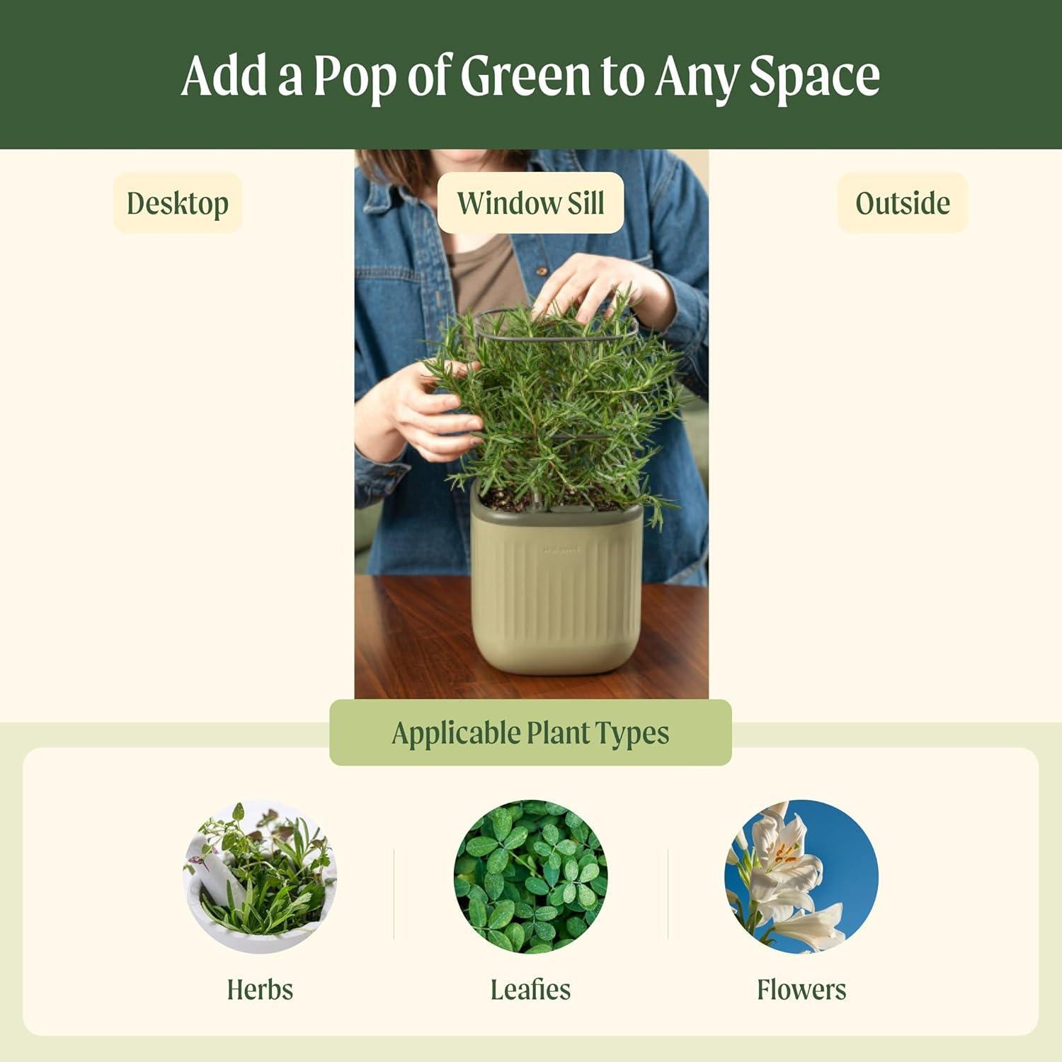 Maceta de Autorriego Vego Jardín 1.1L Blanco Crema