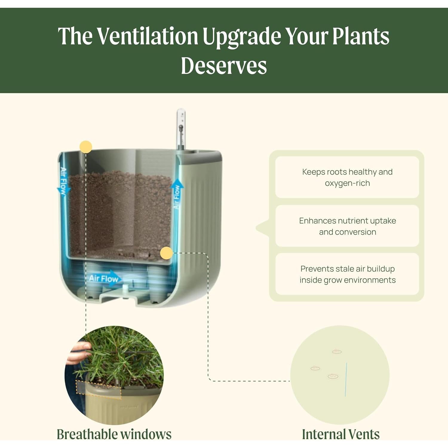 Maceta de Autorriego Vego Jardín 1.1L Blanco Crema