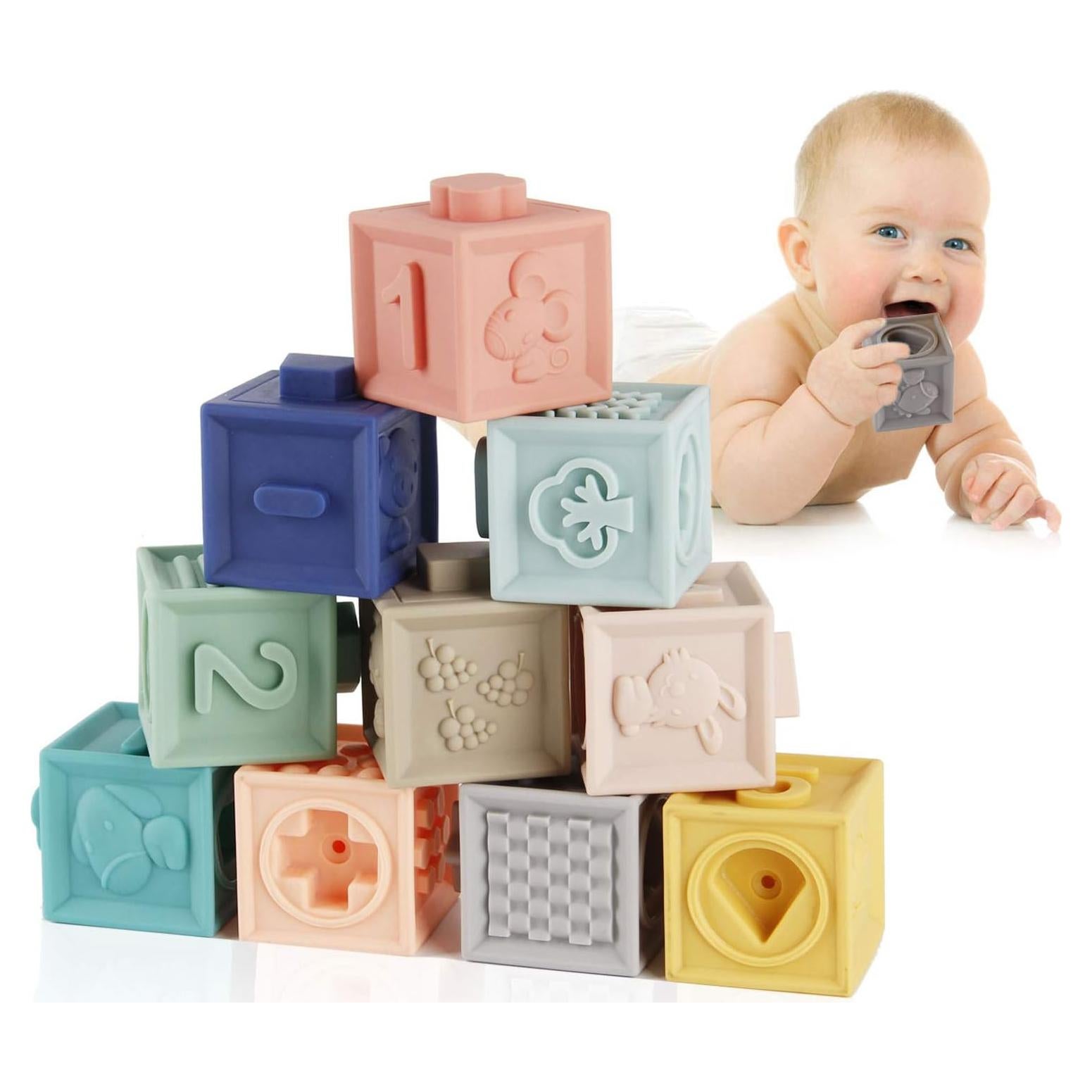 Bloques de Construcción Suaves Mini Tudou 12PCS para Bebés 6+ Meses