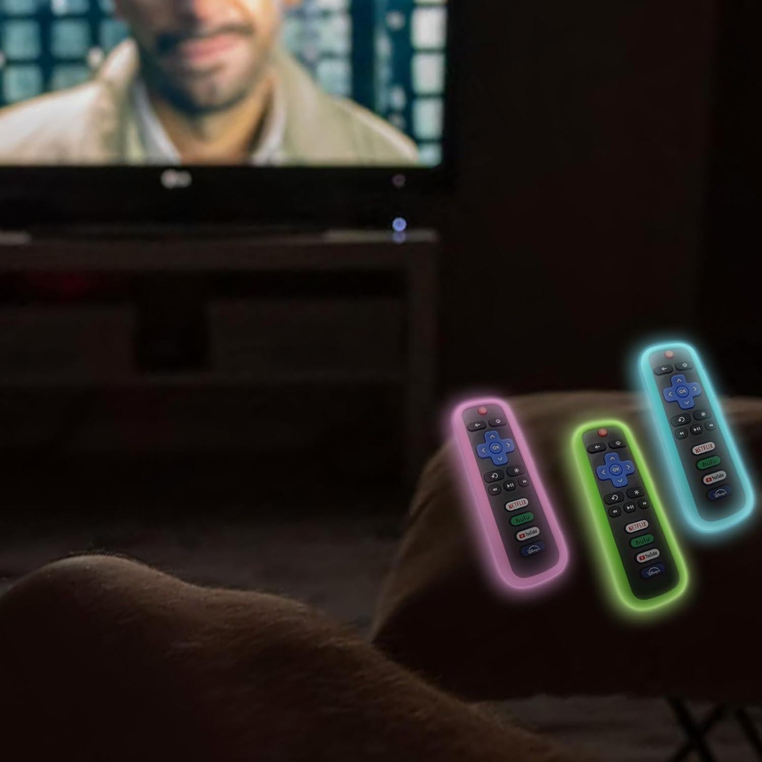 Funda Protectora para Control Remoto Roku - 3 Pack, Brilla en la Oscuridad, Antideslizante, Lavable