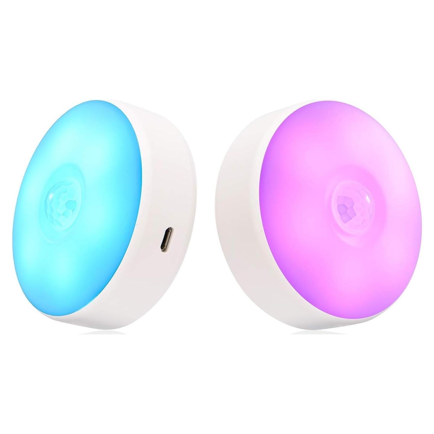 Sensor de Movimiento Luz Nocturna LED Recargable USB 8 Colores